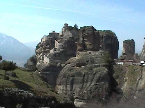 Monastery perched atop Meteora rocks