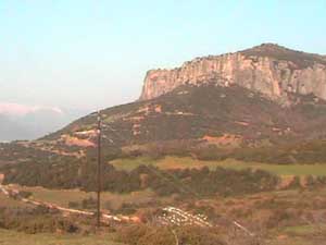 Superb views of Meteora and the mountain range beyond from the front of Pension Arsenis